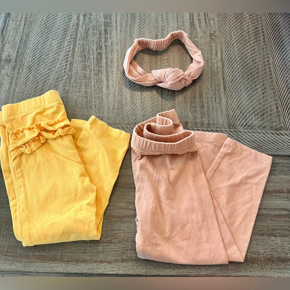 Bundle of 2 leggings and one matching headband babygirl 24month